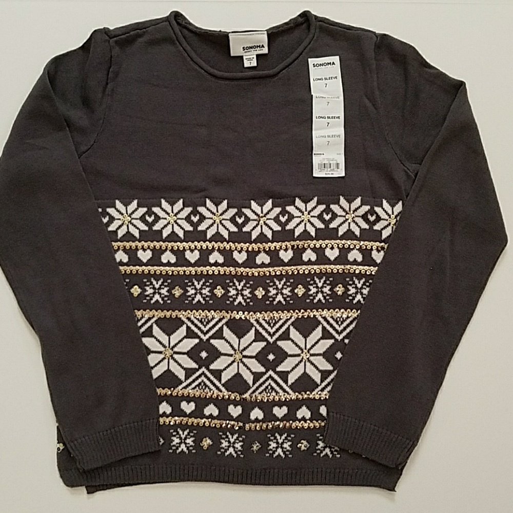 NWT Gray Snowflake Pattern Sweater (Size 7)